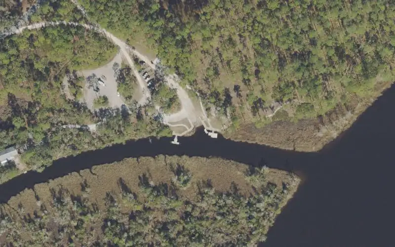 Aerial photo of the area around Ochlockonee River State Park - Accessible Boat Ramp and Kayak Launch, Wakulla County