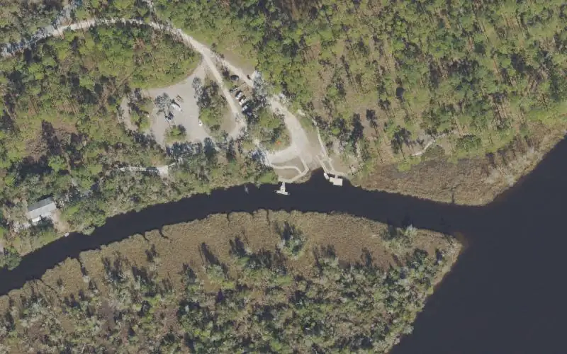 Aerial photo of the area around Ochlockonee River State Park - Accessible Kayak Launch, Wakulla County