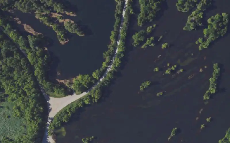 Aerial photo of the area around Old Boy Scout Lake Ramp, Ohio County