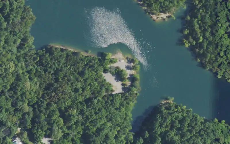 Aerial photo of the area around Old Fall Creek, Wayne County