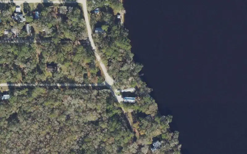 Aerial photo of the area around Old Pine Landing Public Boat Ramp, Dixie County