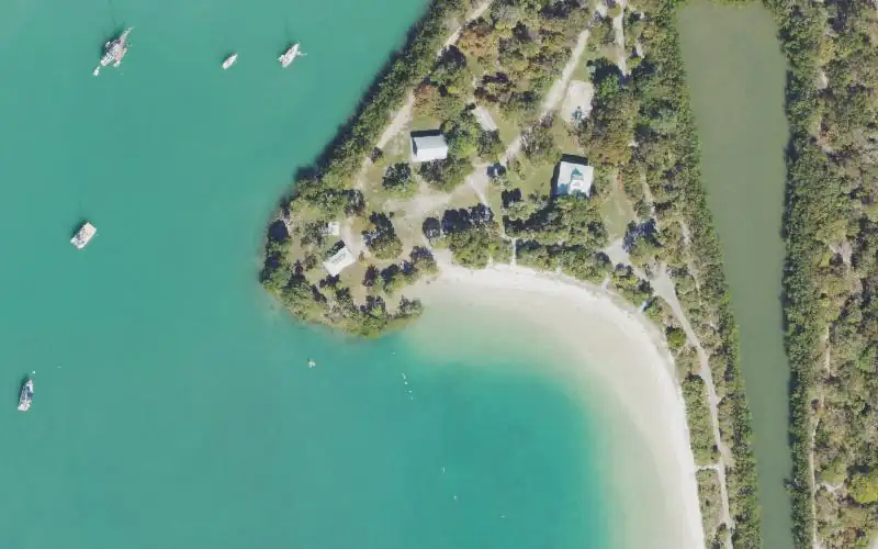 Aerial photo of the area around Oleta River State Park - Angle Fish Pavillion Paddlecraft Beach, Miami-Dade County