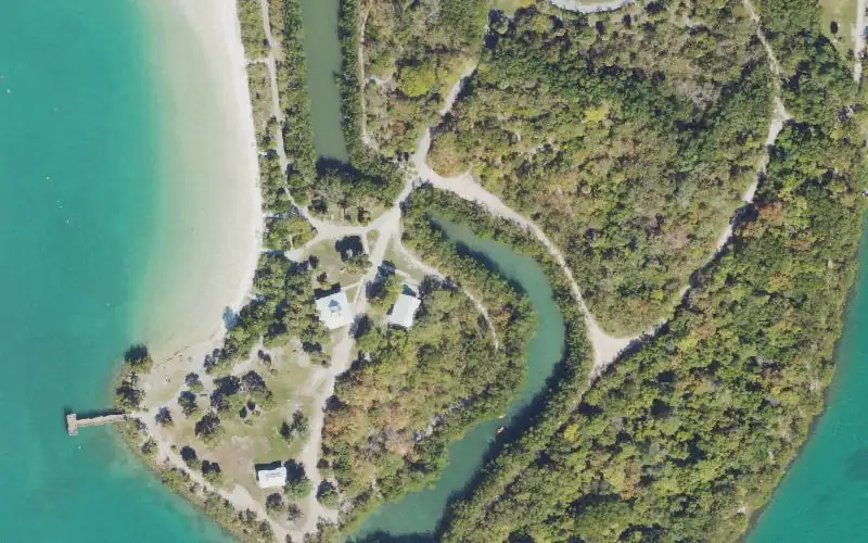 Aerial photo of the area around Oleta River State Park - Seagrape Pavilion Paddlecraft Access, Miami-Dade County