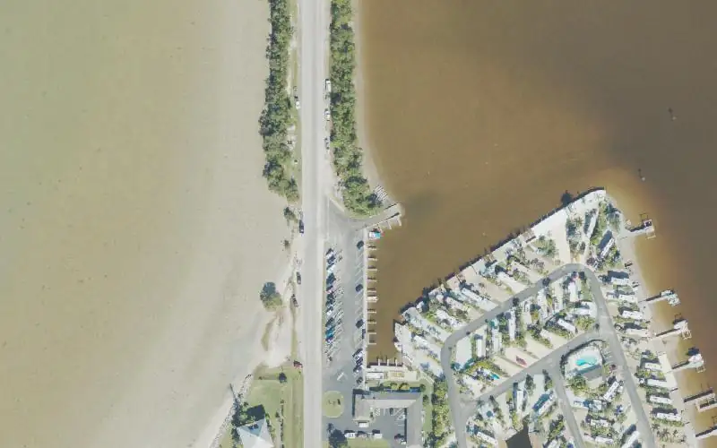 Aerial photo of the area around Outdoor Resorts of Chokoloskee - Front Marina Boat Ramp, Collier County