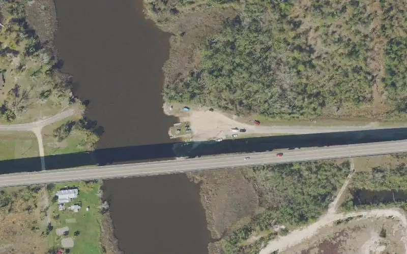 Aerial photo of the area around Overstreet Public Boat Ramp (Wetappo Creek), Gulf County