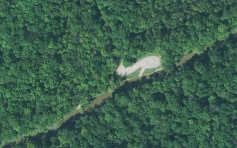 Aerial photo of the area around Parker Ditch Boat Ramp, Dyer County