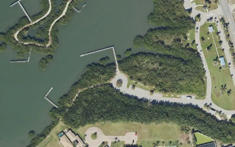 Aerial photo of the area around Pepper Park Riverside Canoe Launch, St. Lucie County