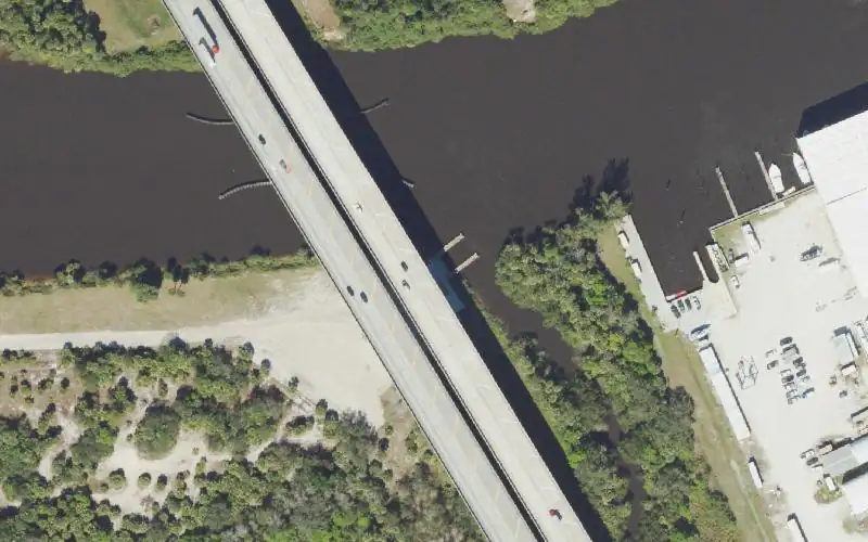 Aerial photo of the area around Phipps Park Boat Ramp, Martin County