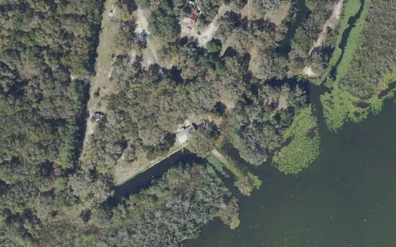 Aerial photo of the area around Pine Island Fish Camp, Lake County