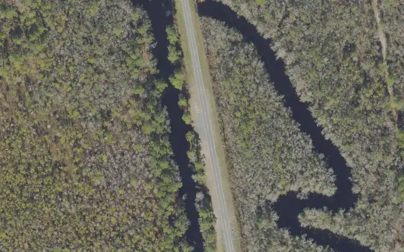 Aerial photo of the area around Pine Log Boat Ramp, Franklin County