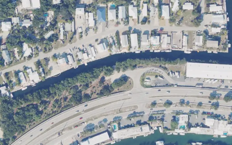 Aerial photo of the area around Plantation Tropical Preserve Paddle Craft Launch, Monroe County
