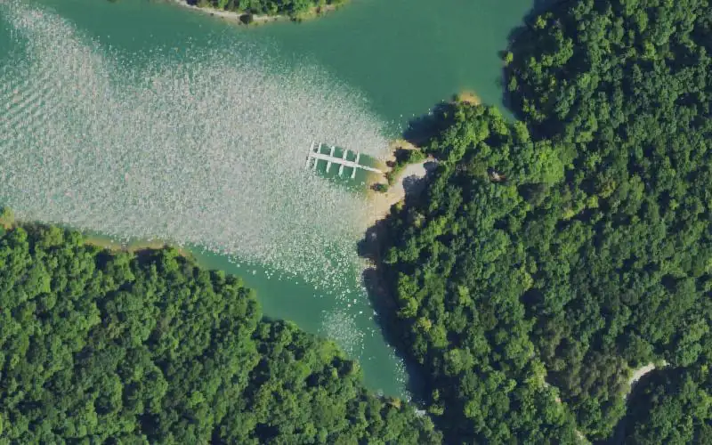 Aerial photo of the area around Poplar Hill Ramp, Russell County
