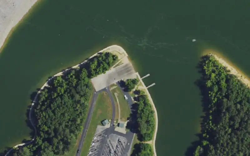 Aerial photo of the area around Port Oliver Ramp, Allen County