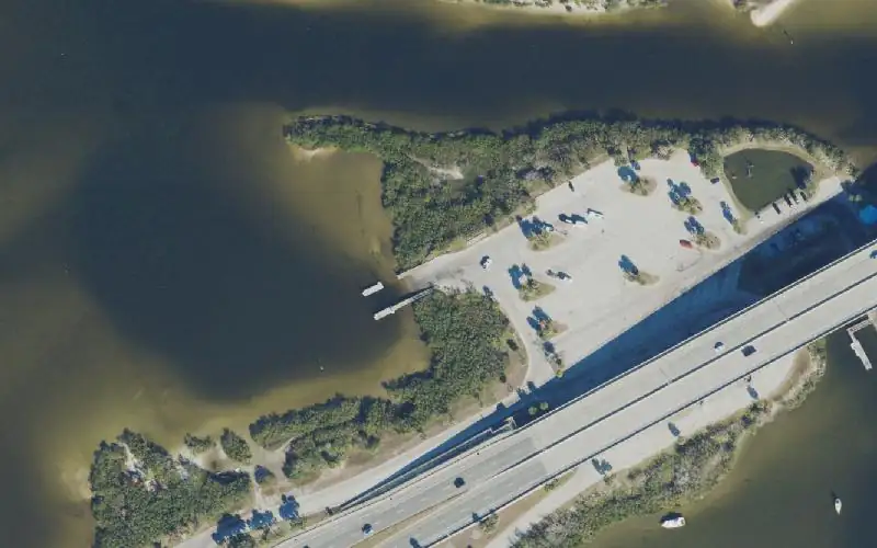 Aerial photo of the area around Port Orange Causeway Park - Large Boat Ramp (Northwest Lanes), Volusia County