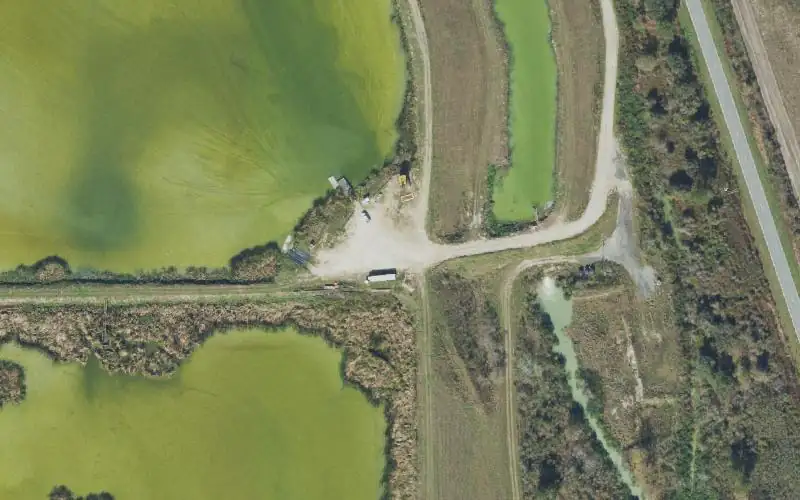 Aerial photo of the area around PotashCorp - White Springs Wildlife Management Area - Pond 8A East Duck Boat Launch, Hamilton County