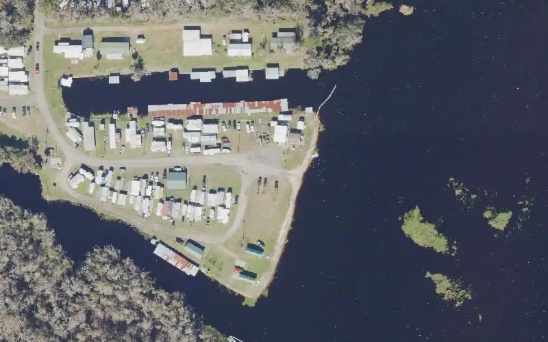 Aerial photo of the area around Powell's Campground, Lake County