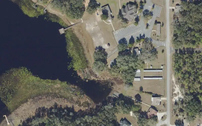 Aerial photo of the area around Rainbow Lakes Estates - Bonable Lake Canoe Launch, Marion County