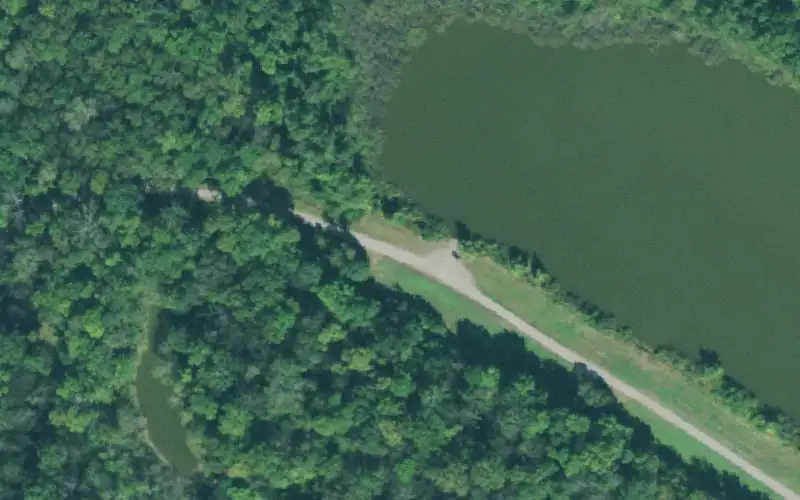 Aerial photo of the area around Rhodes Lake Boat Launch , Dyer County