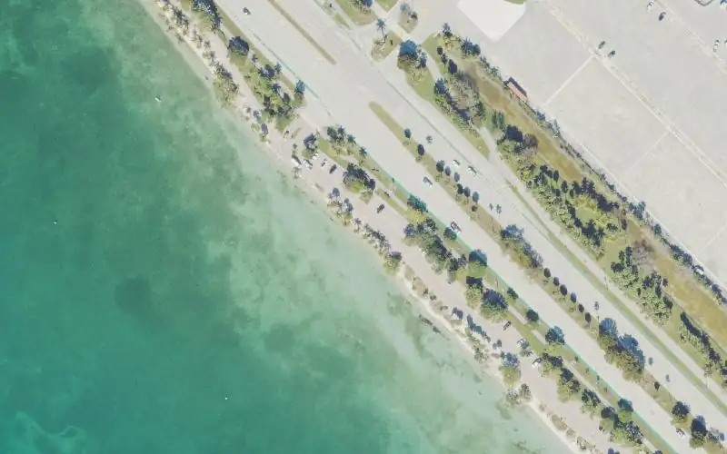 Aerial photo of the area around Rickenbaker Causeway Beach South - Paddlecraft Access Points, Miami-Dade County