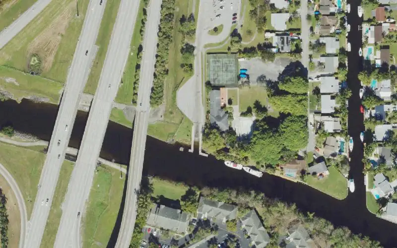 Aerial photo of the area around Riverland Woods Park Boat Ramp, Broward County