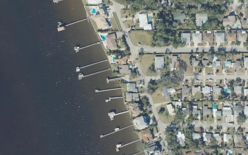 Aerial photo of the area around Roberta Drive Fishing Dock, Volusia County