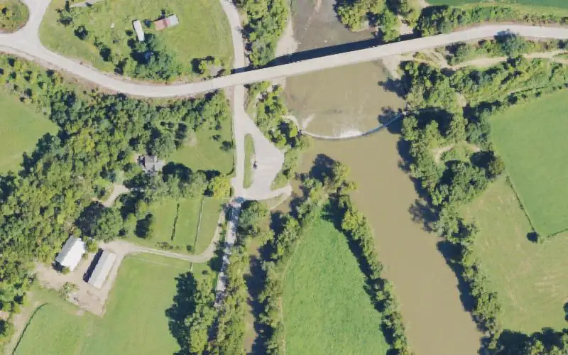 Aerial photo of the area around Robinson Dam, Harrison County