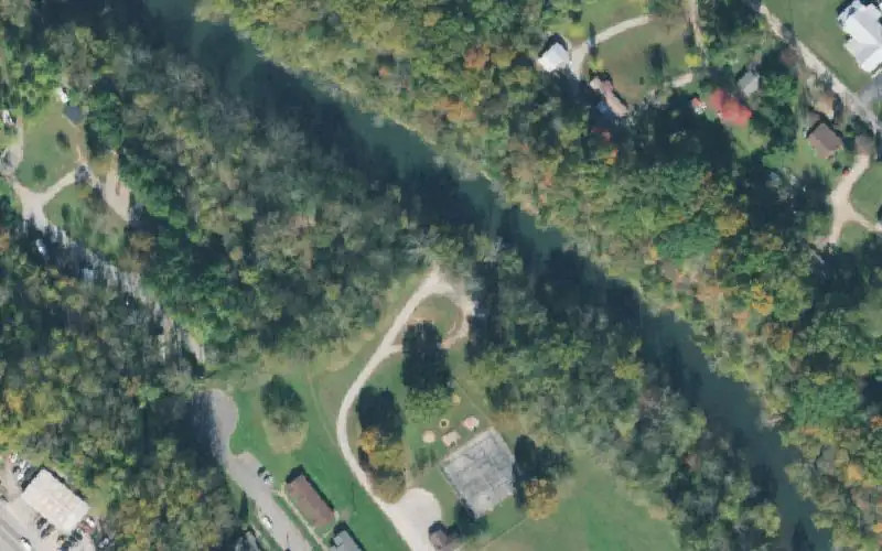 Aerial photo of the area around Rocket Park, Warren County