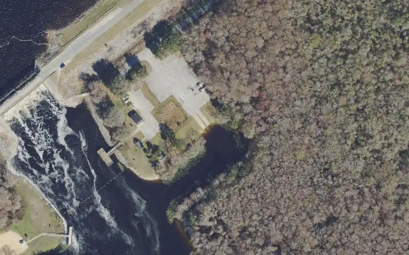 Aerial photo of the area around Rodman Recreation Area - Kirkpatrick Dam Boat Ramp, Putnam County