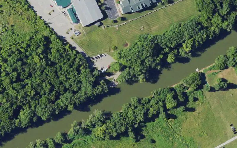 Aerial photo of the area around Salt River Boat Ramp, Bullitt County