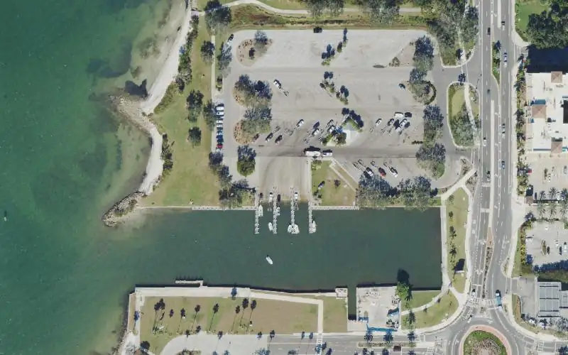 Aerial photo of the area around Sarasota Centennial Park, Sarasota County