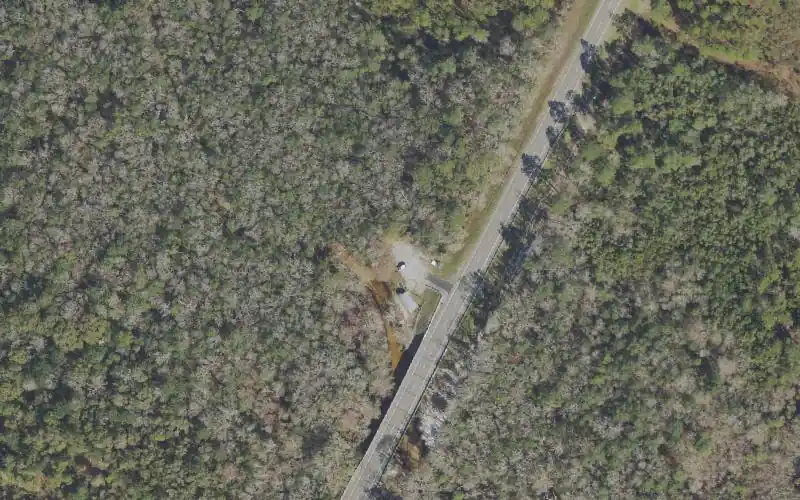 Aerial photo of the area around Seven Runs Creek Canoe Launch, Walton County