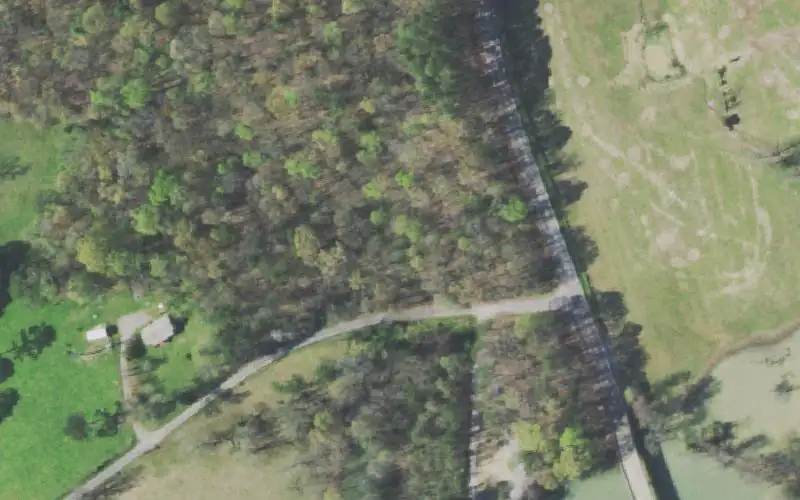 Aerial photo of the area around Sewee Creek, Meigs County