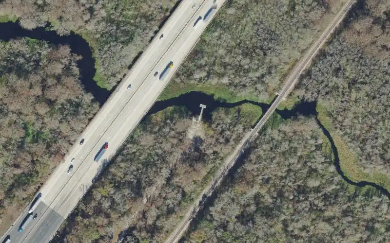 Aerial photo of the area around Shady Brook Greenway Park, Sumter County