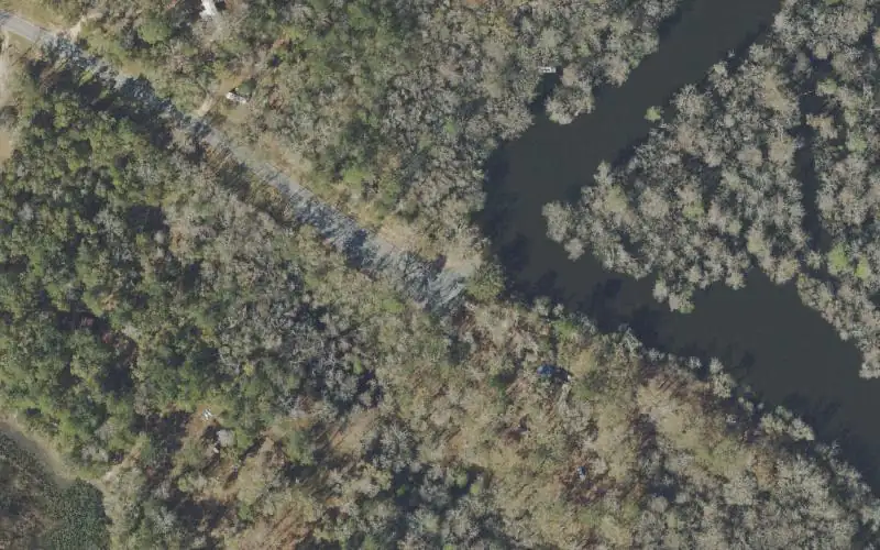 Aerial photo of the area around Shell Landing (Holmes Creek) Public Boat Ramp, Washington County