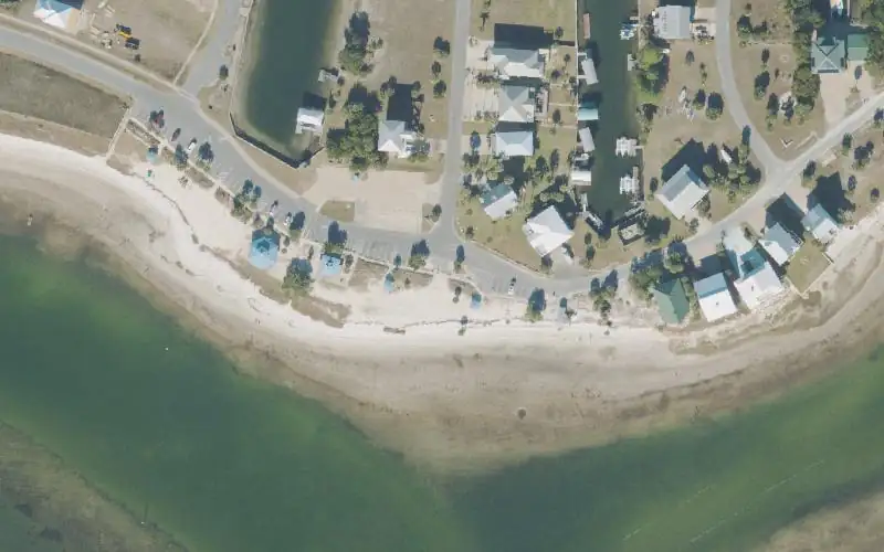Aerial photo of the area around Shell Point Park Beach Hobie Cat and Kayak Launch, Wakulla County