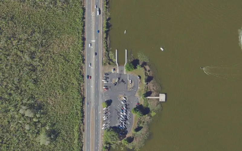 Aerial photo of the area around Singletary Park Boat Ramp, Lake County