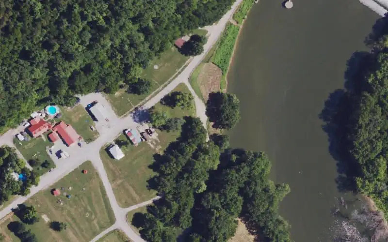 Aerial photo of the area around Six Mile Creek Ramp, Henry County