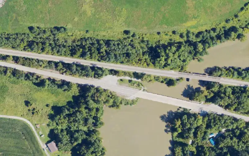 Aerial photo of the area around Snag Creek, Bracken County