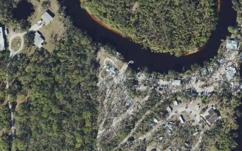 Aerial photo of the area around Snook Haven Park and Riverfront Restaurant - Small Craft Launch, Sarasota County