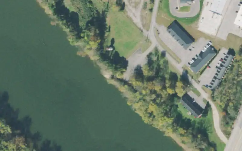 Aerial photo of the area around South Carthage Boat Ramp, Smith County