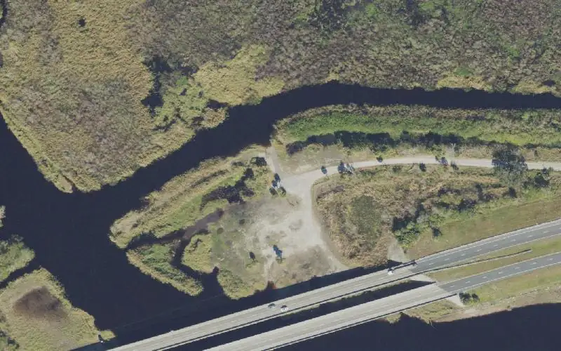 Aerial photo of the area around St. Johns River at Highway 50 Airboat Only Ramp, Orange County
