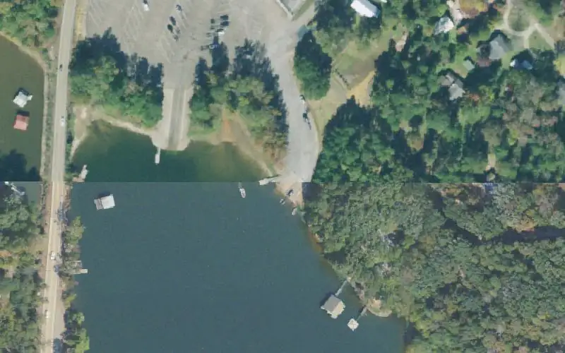 Aerial photo of the area around State Line Ramp, Hardin County