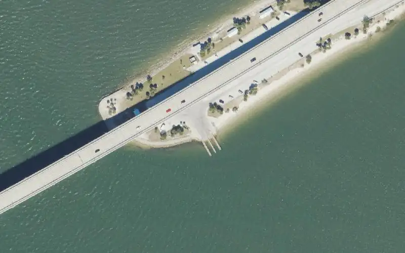 Aerial photo of the area around Stuart Causeway (Ernest Lyons Bridge) Boat Ramp, Martin County