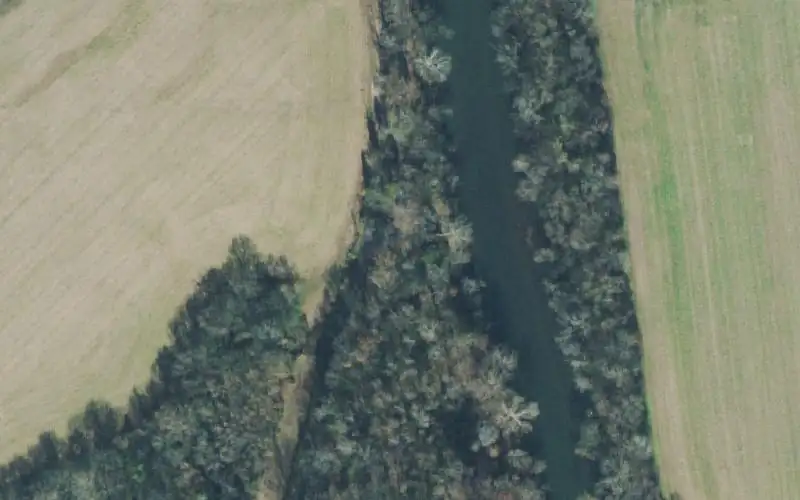 Aerial photo of the area around Stump Shoals, Lincoln County