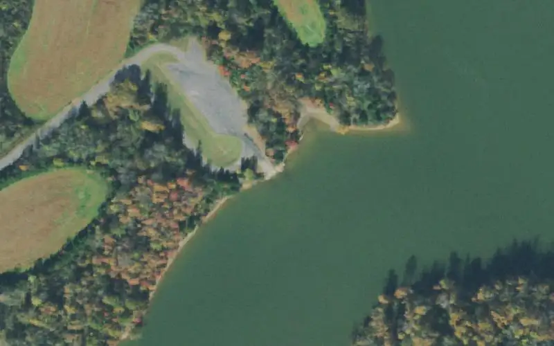 Aerial photo of the area around Sullivans Bend Boat Ramp, Smith County