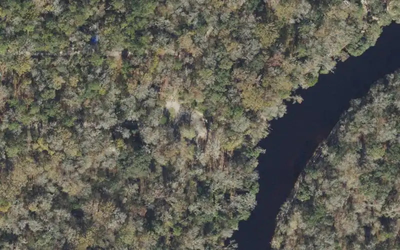 Aerial photo of the area around Suwannee River at SW 77th Street, Hamilton County