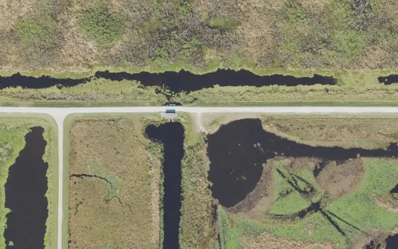 Aerial photo of the area around T.M. Goodwin Waterfowl Management Area - Boat Ramp at 16W (Permit Required), Brevard County