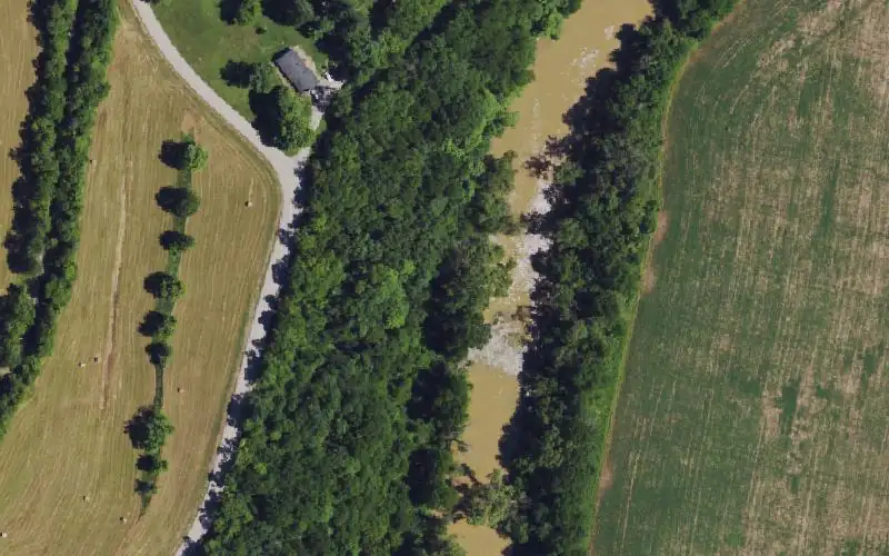 Aerial photo of the area around T. N. Sullivan WMA, Franklin County
