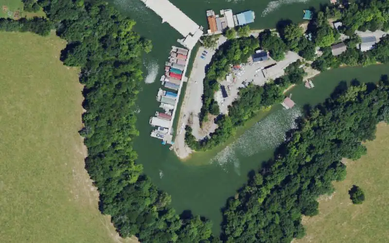 Aerial photo of the area around Tanyard Branch-Red Gate Fishing Camp, Garrard County