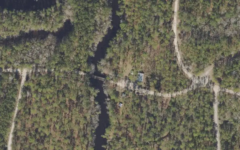 Aerial photo of the area around Tate's Hell State Forest - Gully Branch Recreation Site Boat Ramp, Franklin County